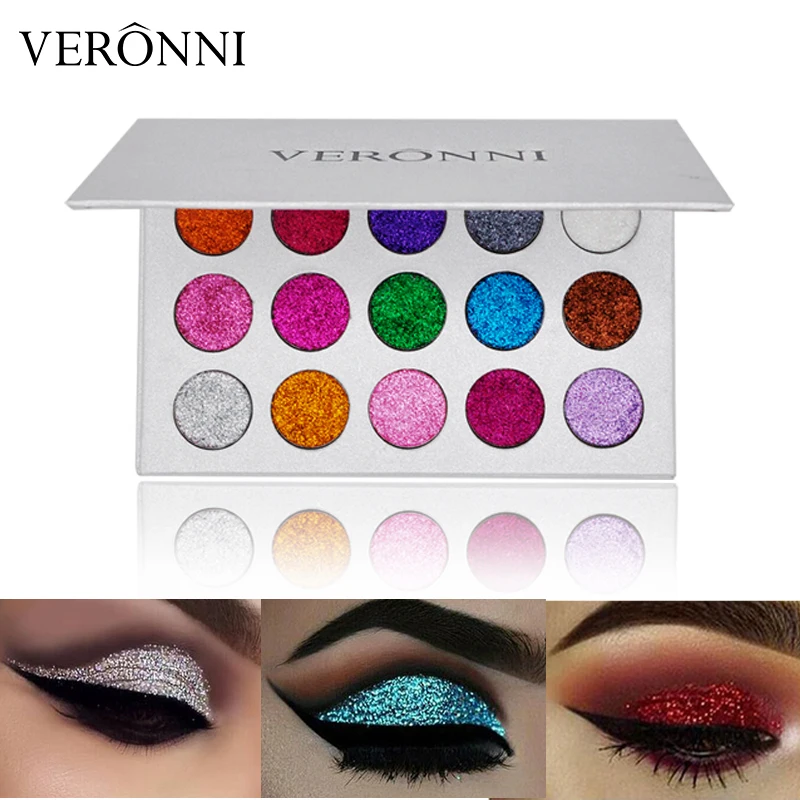 

Glitter Diamond Eyeshadow Sequins Palette Shimmer Metallic 15 Color High Gloss Long Lasting Eye Shadow Palette Eye Makeup