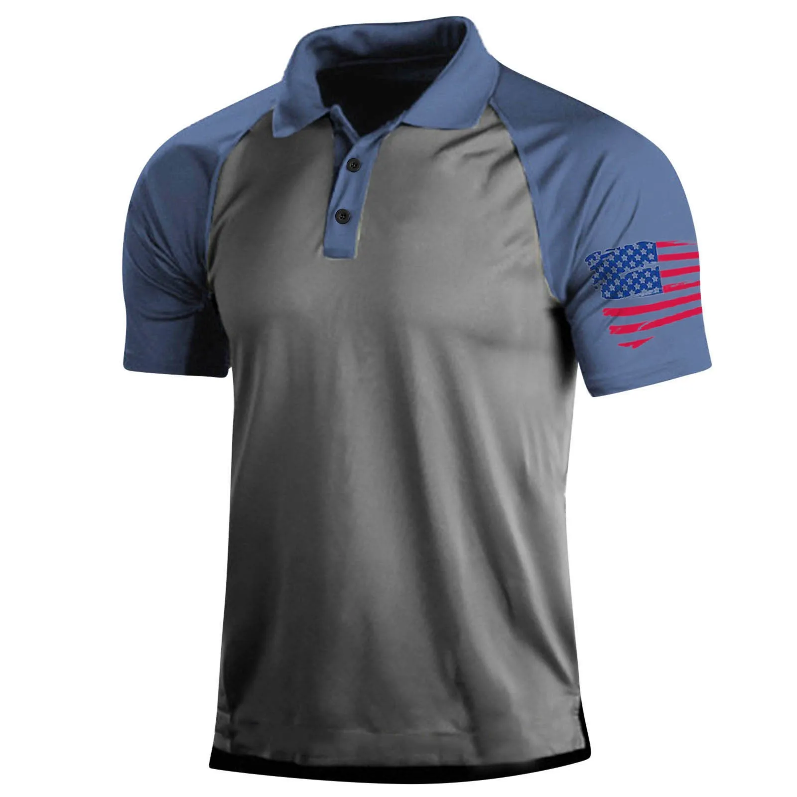 

Футболка мужская с американским флагом, Повседневная модная рубашка с цифровым принтом, с отложным воротником и коротким рукавом, на пуговицах
