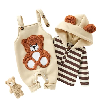 Bear Hoodie Overalls Set 1