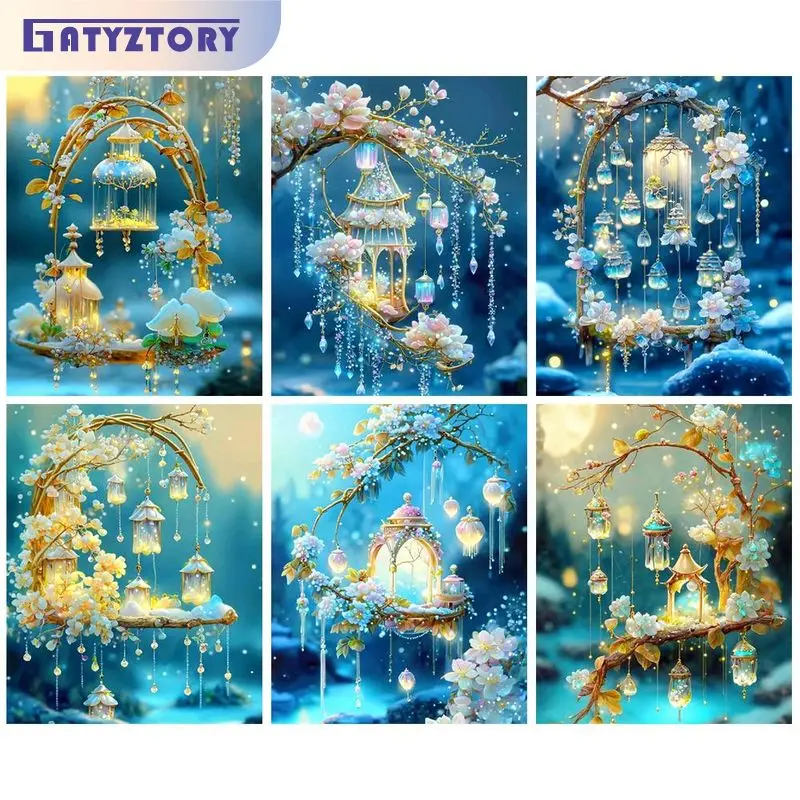 

GATYZTORY Oil Painting By Numbers Flower Windbell For Adults Kids Personalized Gift Picture Paint Kit Fantasy Home Decor Diy Set