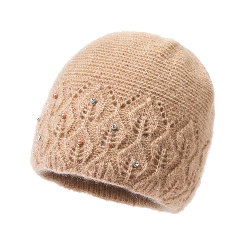 Elegante Winter Hut Weibliche Plus Veet Gestrickte Visiere Hüte Für Frau Mama Oma Kappe Herbst Mode Skullies Beanies_voghion.com