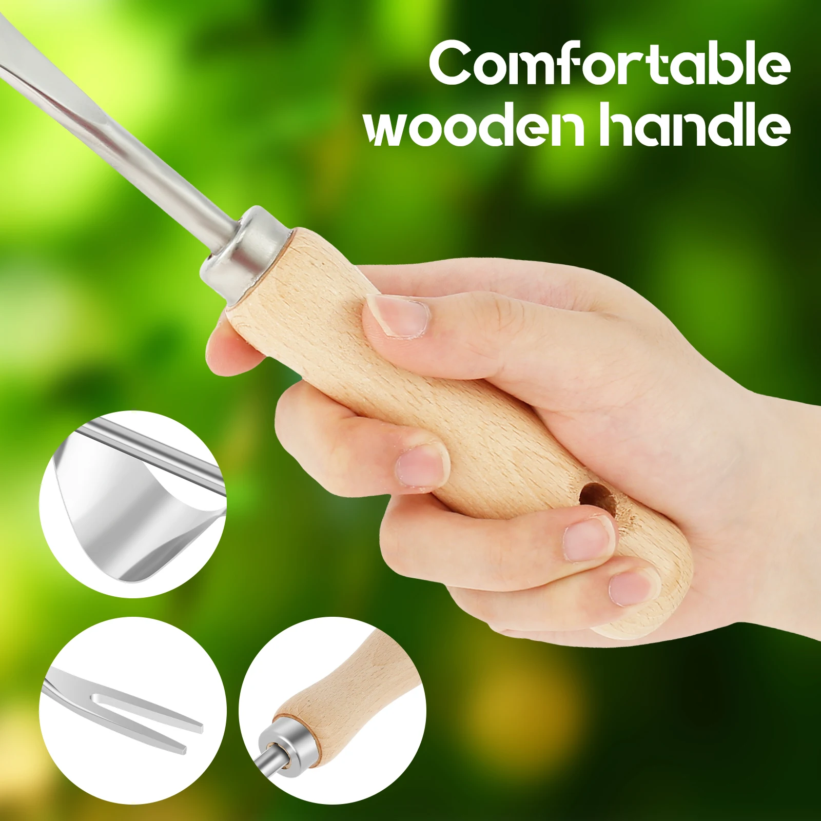 스테인레스 스틸 정원 잡초 제거 도구, 나무 손잡이가 있는 경량 잡초 풀러, 수동 잔디 틈새 수공구, 균열 잡초 제거, 2 개