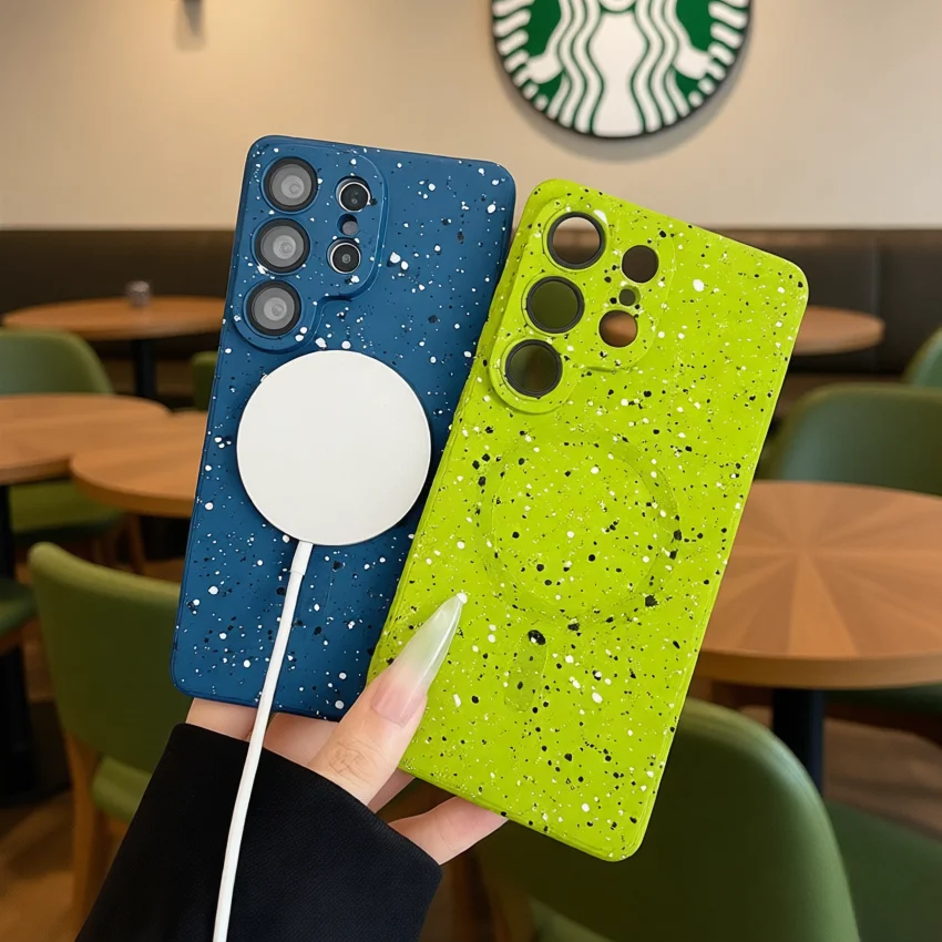 Glitter Ink Splash Graffiti Magnetic TPU Soft Phone Case Cover