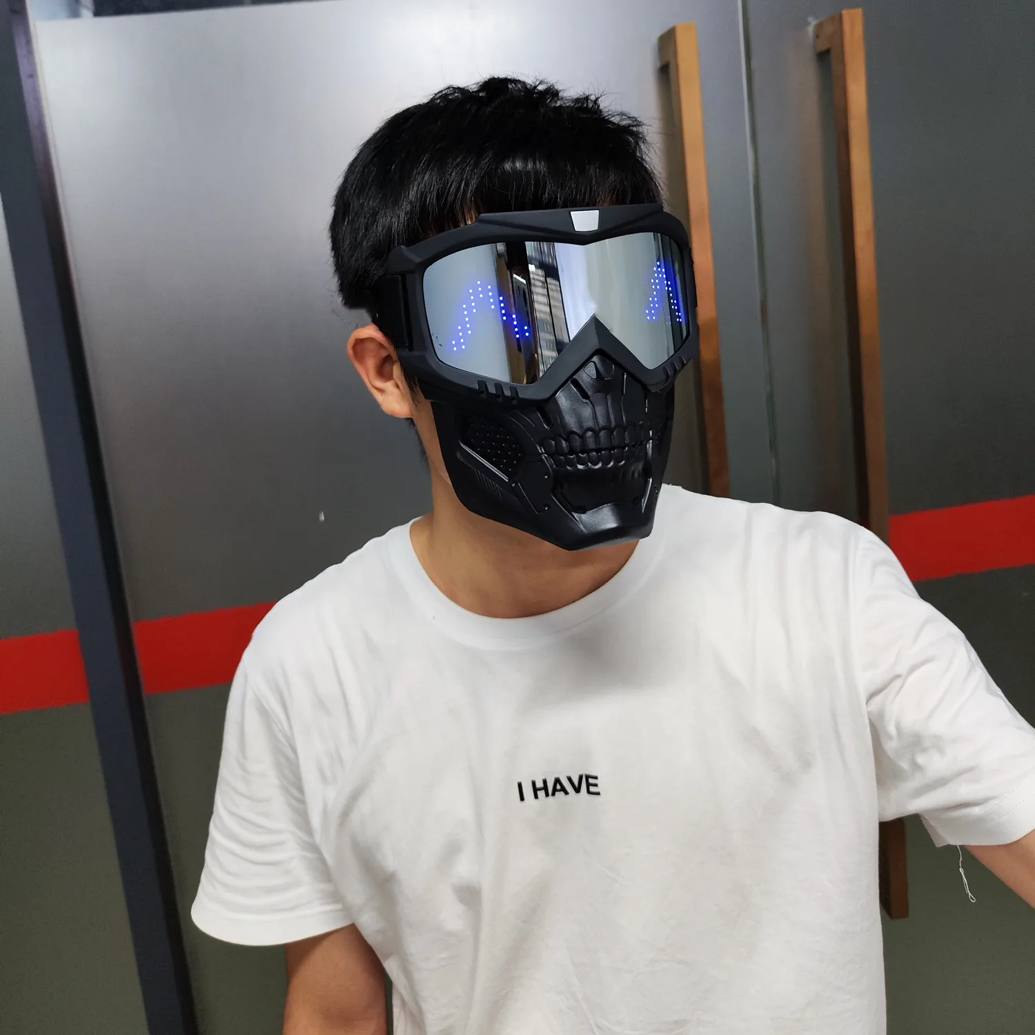 Máscara protectora de cara completa con Bluetooth RGB, Airsoft, Paintball,  pantalla LED táctica militar, Calavera, Halloween, caza - AliExpress