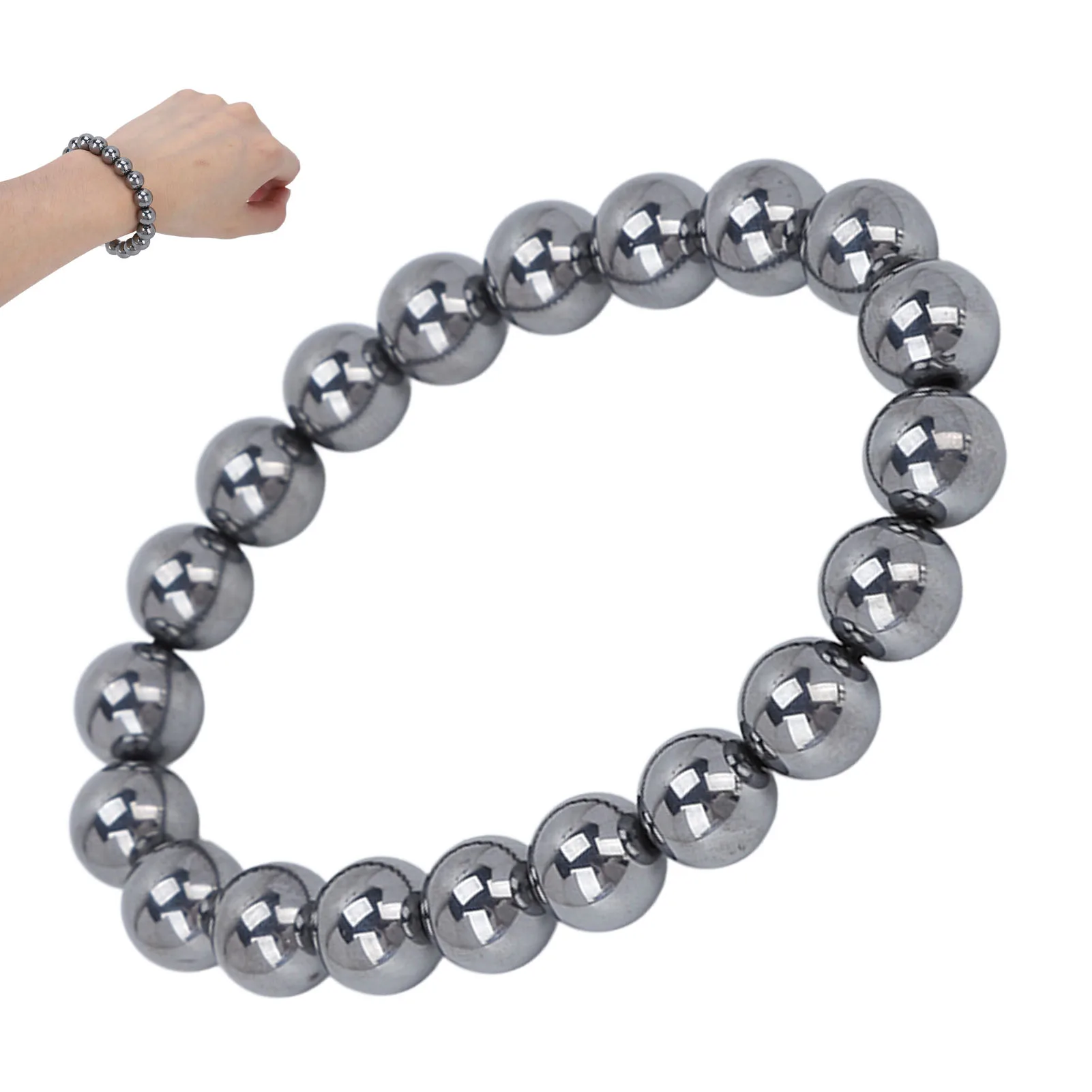 9mm Stylish Energy Stone Bracelet Men Women Terahertz Bracelet Fashionable Fatigue Relief Therapy Natural Energy Stone