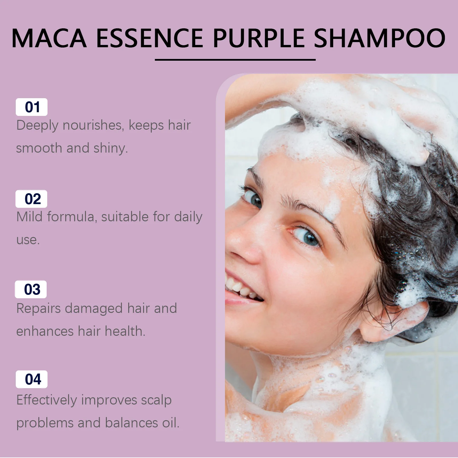 Maca Boost Purple Shampoo Fade Yellow After Bleach Hair Gray Hair Remedy Non-Irritating Purple Hair Mask For Dry Damaged Hair