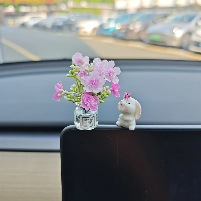 섬세한 미니어처 화분에 심은 꽃들 다양한 색상 자동차 대시보드 장식 테이블 장식품 DIY 공예품 홈 장