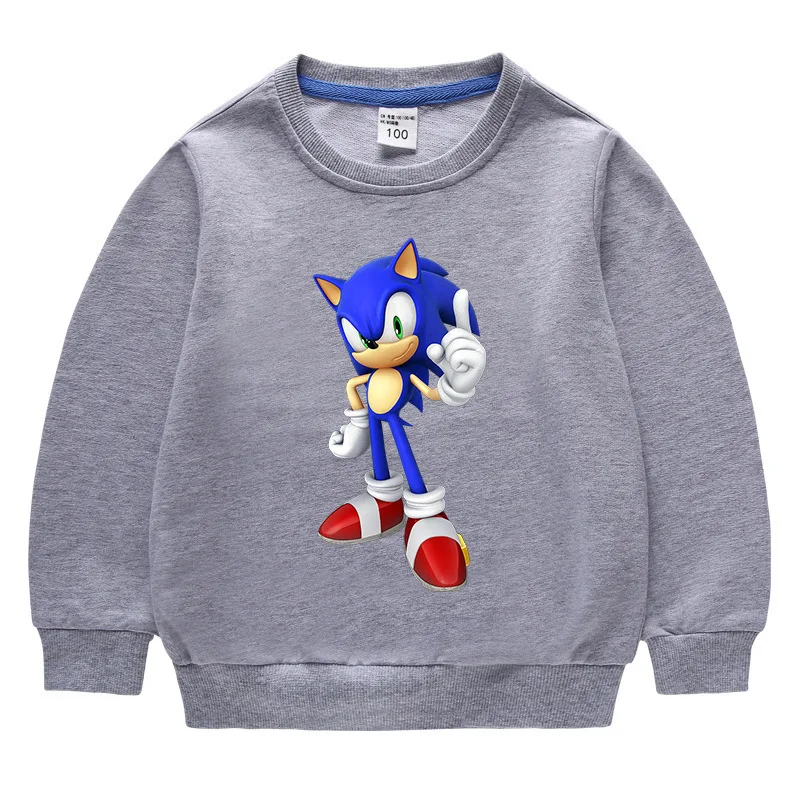 

Новинка 2023, Детский свитер Sonic, Детские мужские топы с длинным рукавом, Детская рубашка с круглым вырезом