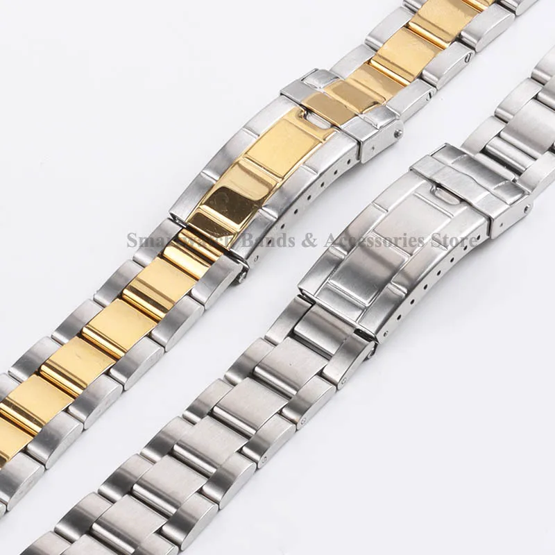 Premium 20mm Stainless Steel Watch Strap with Diving Buckle & Curved End