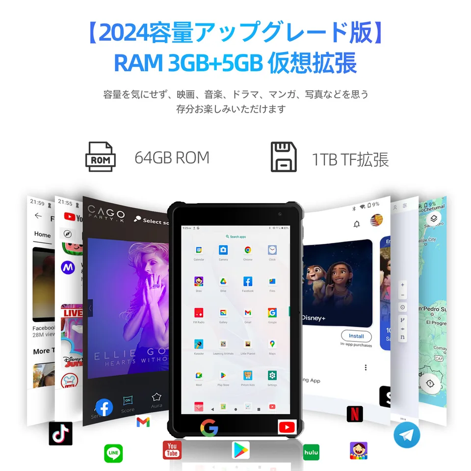 【ほぼ新品】android14 格安7インチタブレット PRITOM社製 PRITOM-7インチタブレット,Android 14, wifi, 8GB (3 5拡張