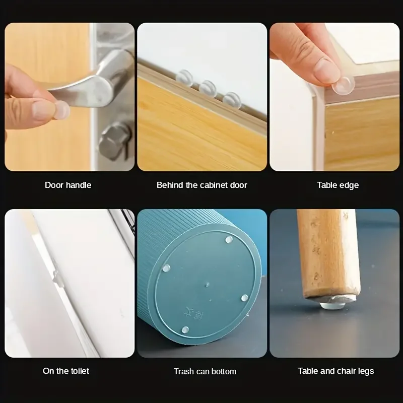 Self Adhesive Door Stopper Rubber Damper Buffer Cabinet Bumpers Silicone Furniture Pads Cushion Protective Pads 100Pcs