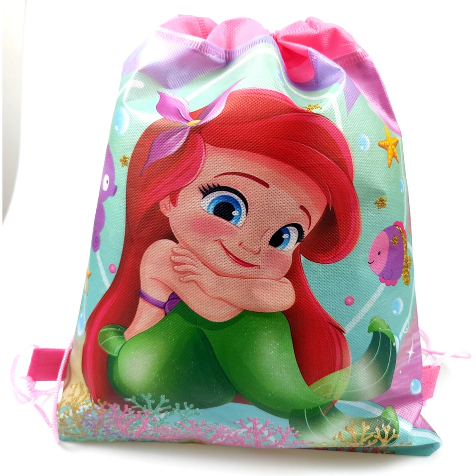 12pcs/lot Mermaid Theme Mochila Non-woven Fabrics Drawstring