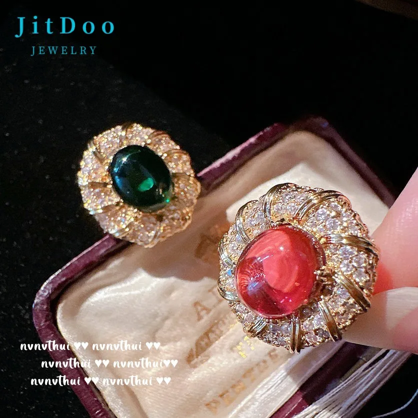 

JitDoo Gorgeous Vintage Female AAAAA Zircon Big Ring for Men and Women Party Birthday Jewelry 18K Gold Square Ring Luxury Gift