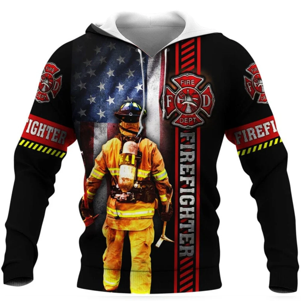 

CLOOCL Men Hoodie Firefighter Badge 3D Graphics Printed Women Sweatshirt Long Sleeves Jacket Hooded Casual Street Cozy Pullovers