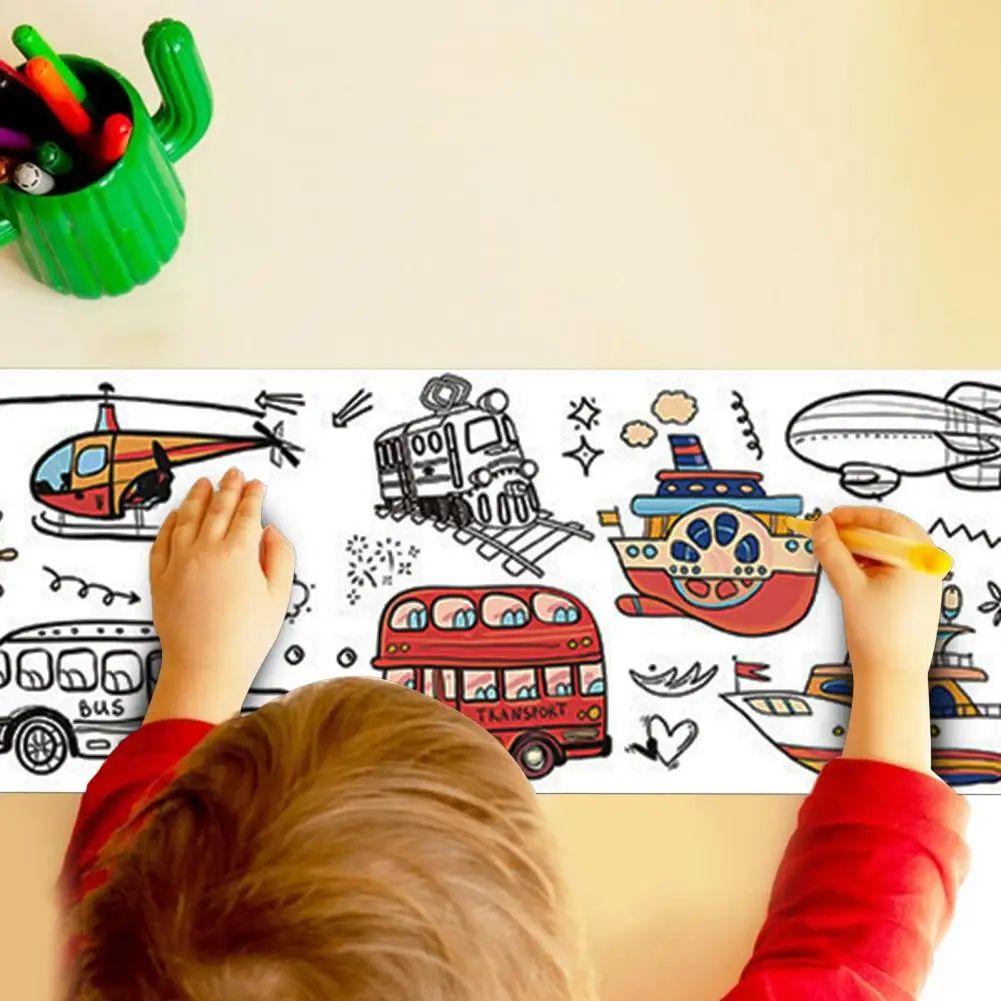 Graffiti Scroll Coloring Paper Roll Animals Drawing Tablecloth Colorfast Children's Drawing Roll Sticky Color Filling Paper