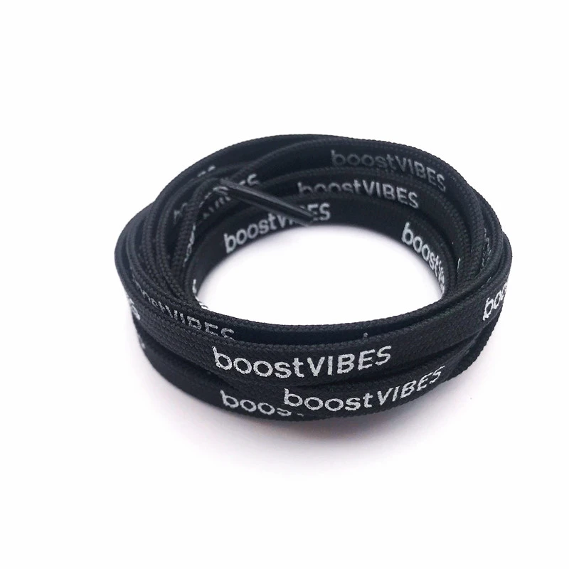 Weiou Laces Flat Printed BoostVIBES Shoelaces Black White Double-sided Printing Extra Long Shoestring Sports Drawstring 60-180cm