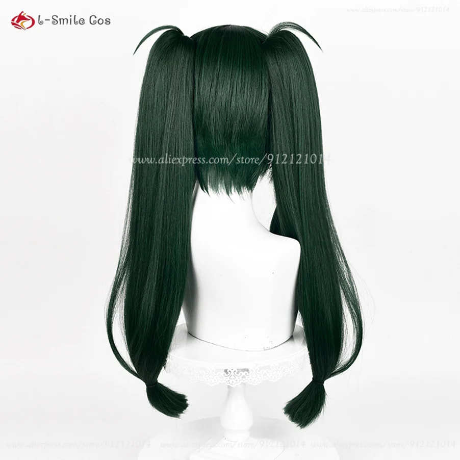 Qing Yi Cosplay Perücke 62cm Dunkelgrün Doppelzopf Hitzebeständig Halloween Anime 18 Qing Yi Cosplay Perücke 62cm Dunkelgrün Doppelzopf Hitzebeständig Halloween Anime 7