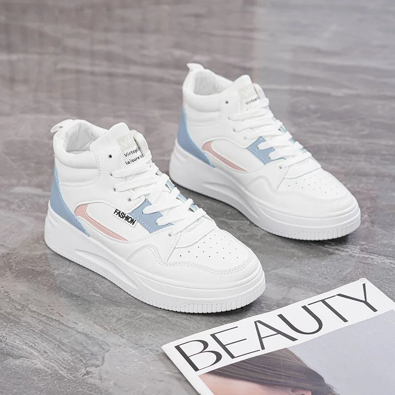 Hot Sale of High Quality Color Matching Women's Shoes High Top Small White Shoes Women All Match Board Shoes Trend Street Beat 2