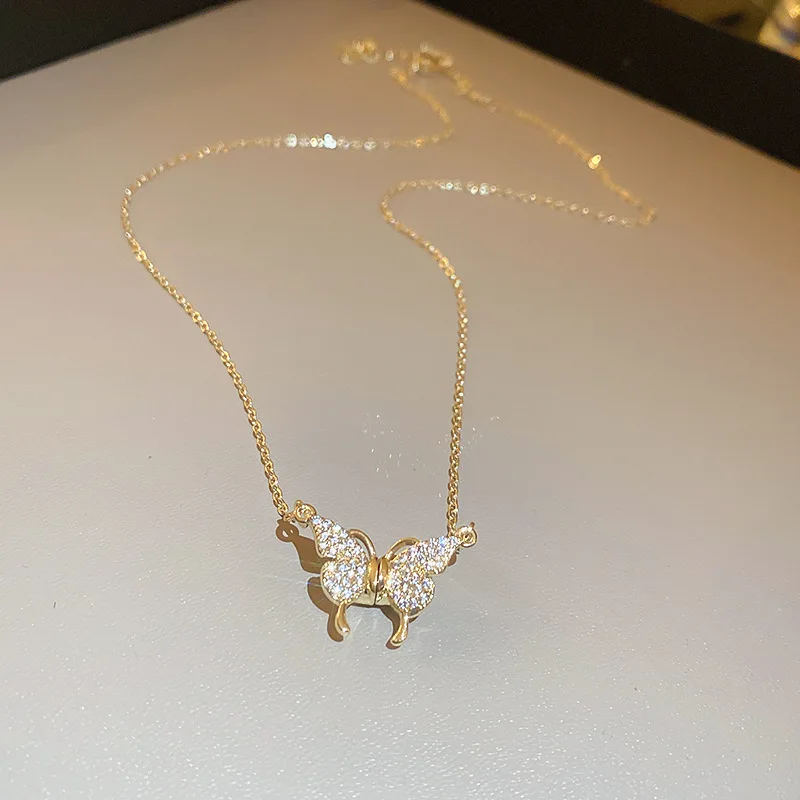 Stainless Steel Zircon Butterfly Necklace for Women Jewelry Party Premium Gift velvet choker necklaces lace necklace childrens necklace snake necklace metal choker necklace lace choker necklaces necklace making supplies