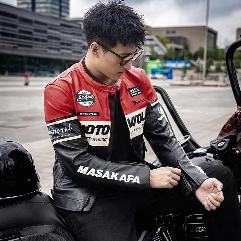 오토바이 빈티지 레저 가죽 재킷 PU 가죽 작업복 야외 라이딩 의류 안티폴 장비 내마모성