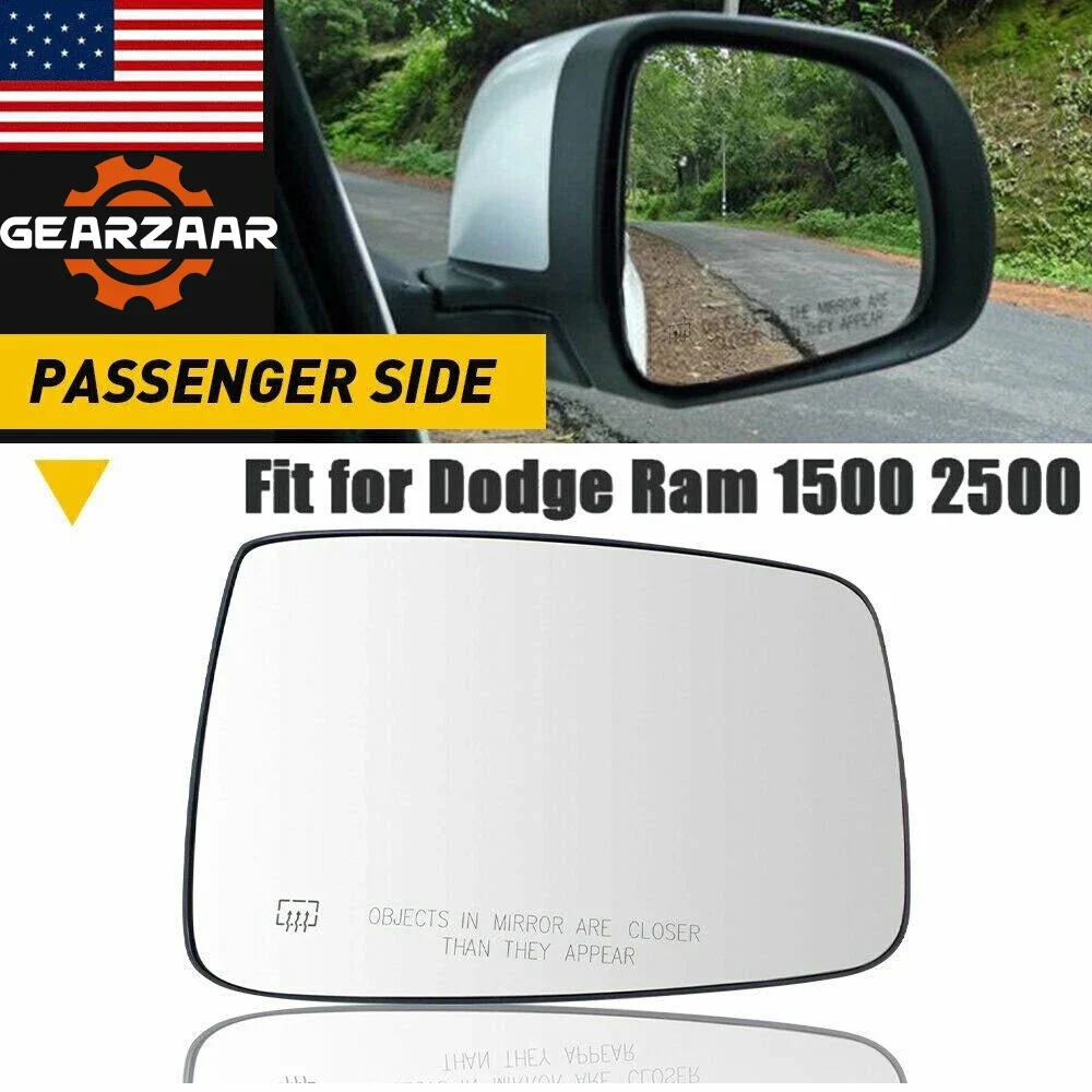 

Car Power Heated Rearview Mirror Glass Clear Rear View Wing For Dodge RAM 1500 2500 2009-2019 68079363AA Driver Side Right Door