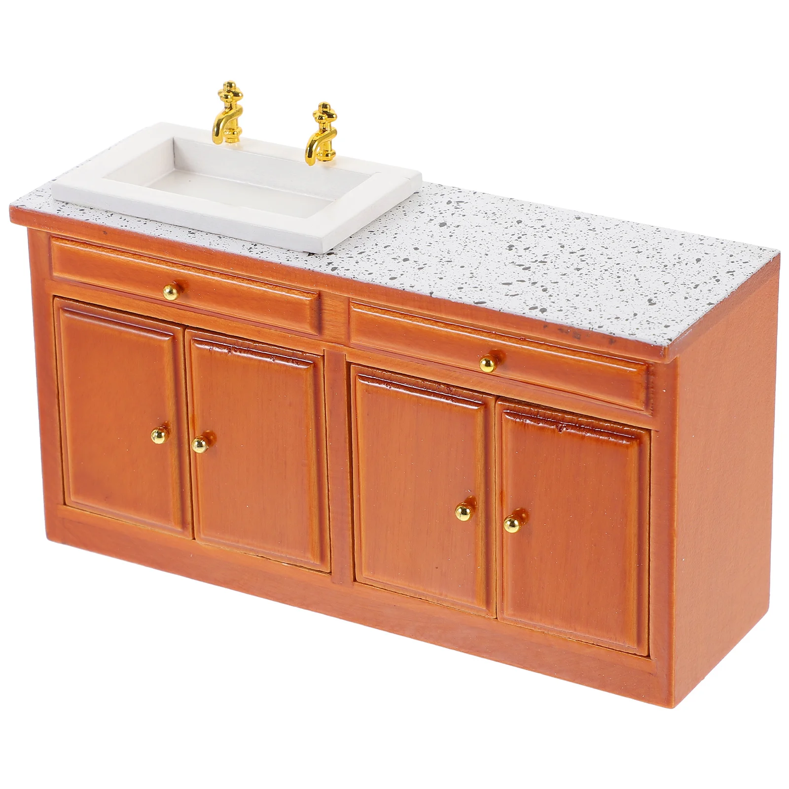 

Dollhouse Sink Counter Miniature Cabinet Furniture Kitchen Decoration Wooden Micro Scene For