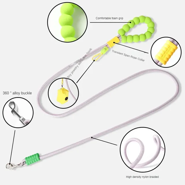 Dog Leash Can Be Worn Cross-body Cloud Foam Cotton Handle Contrast Color P Rope Puppy Goes Out for Pet Walking 2