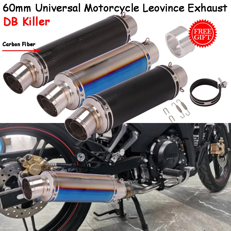 

60mm Universal Motorcycle GP Exhaust Pipe Muffler System Escape Moto Modified Carbon Fiber For ZX6R ZX10R Z250 S1000RR KTM390