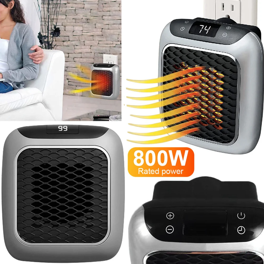 2-in-1 Plug In 800W Heater Space-Saver Wall Mountable or Portable Mini Heater with Quiet Operation for Personal Spaces Indoor 4