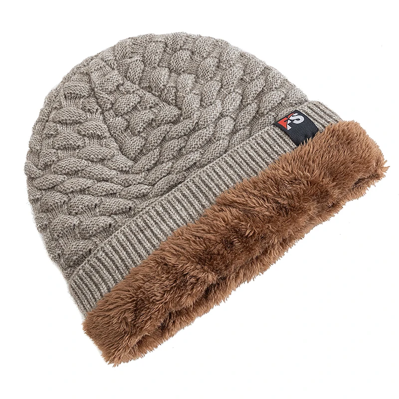 New Unisex Slouchy Winter Hats Outdoor Warm Hats For Men Women Plush Fur Lined Knitted Hat Fashion Ski Beanie Cap