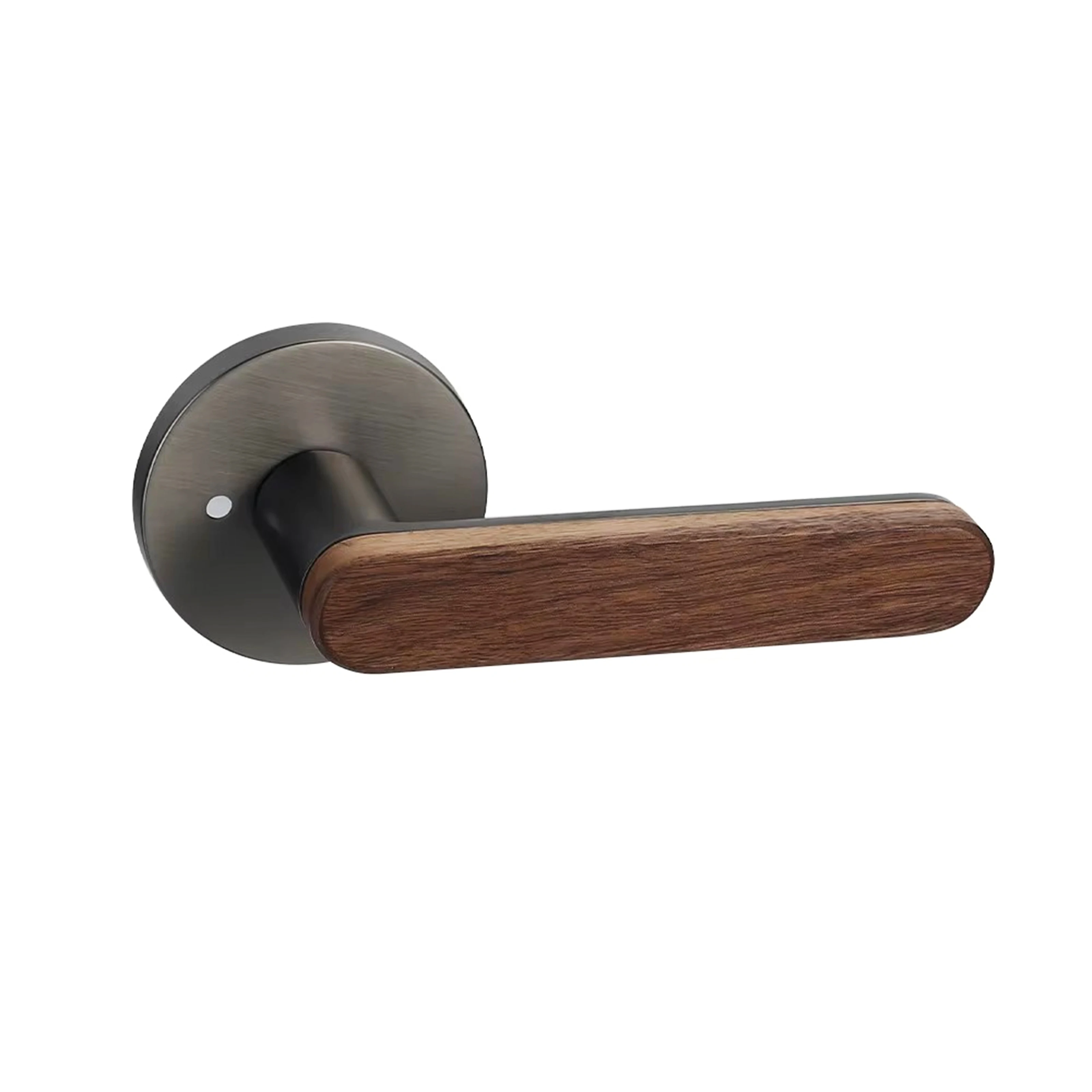 Privacy Door Handle Walnut Wood Handle Lever Matt Brushed Black Nickel Bedroom Bathroom Passage Door Lock Keyless Viladepot