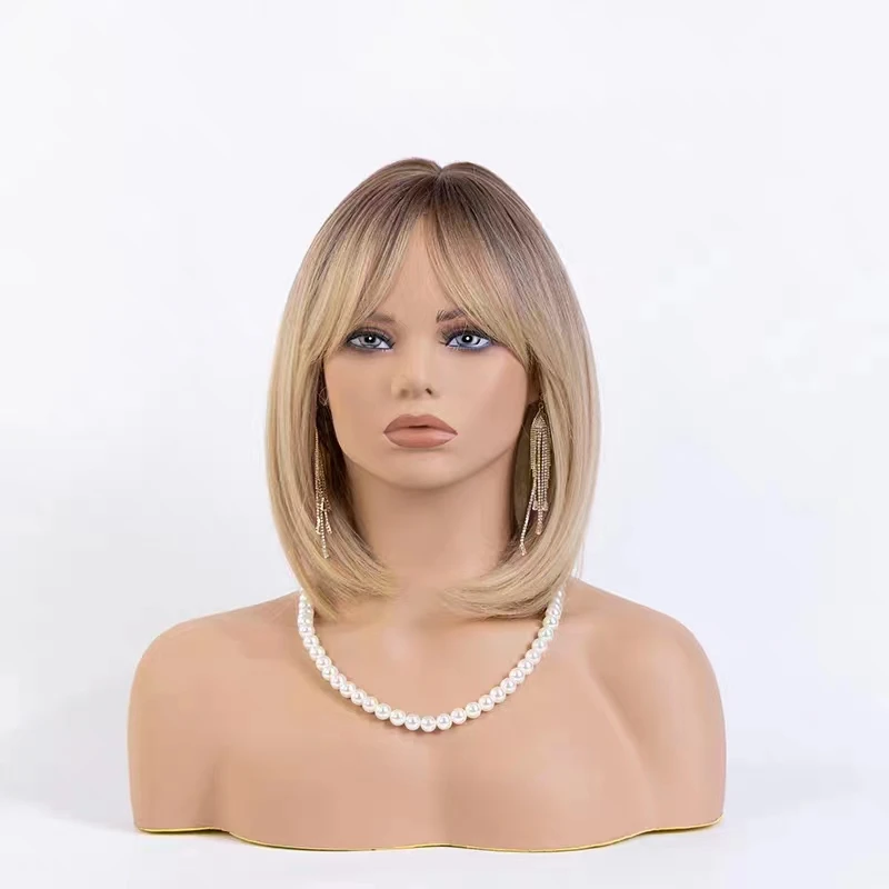 

Female Maniquin Head with Shoulders Makeup PVC Human Hair Wig Salon Tools Stand Rack Model Window Necklace Hat Display