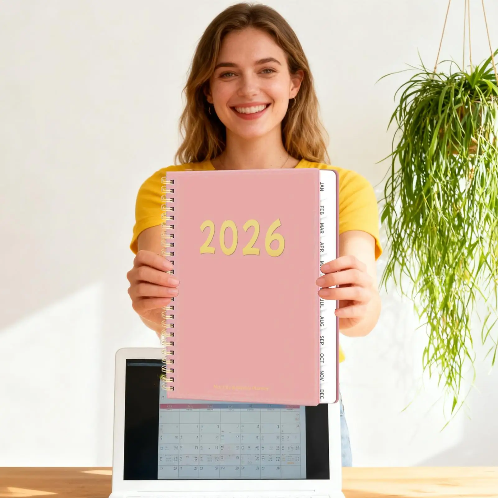 2026 월간 플래너 12개월 스프링 제본 노트 2026 플래너 주간 학교 학생 여성 교사 가족 가정용