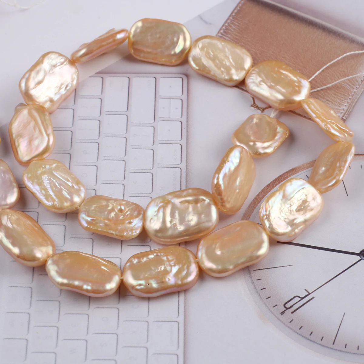 Natural Pearl Orange Rectangle Exquisite Shape Elegant Appearance for DIY Jewelry Making Handmade Bracelet Necklace Length 36cm