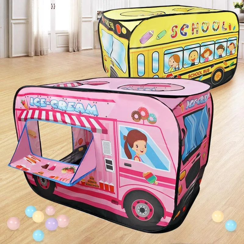 Children'S Indoor Ice Cream Car Tent Toys Playhouse Princess Boy Baby Game House Folding Ball Pool House Hamburg Car Pattern 2