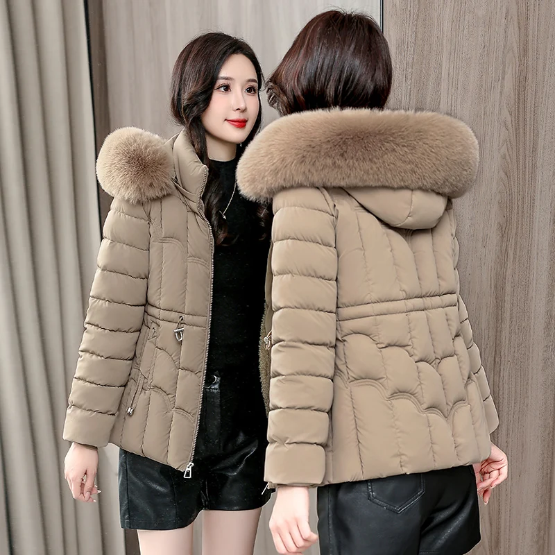 Winter 2024 New Down Jacket Women Parkas Fashion High-Quality Warm Cotton Padded Coat Ladies Short Overcoat Hooded Overwear Tops 5