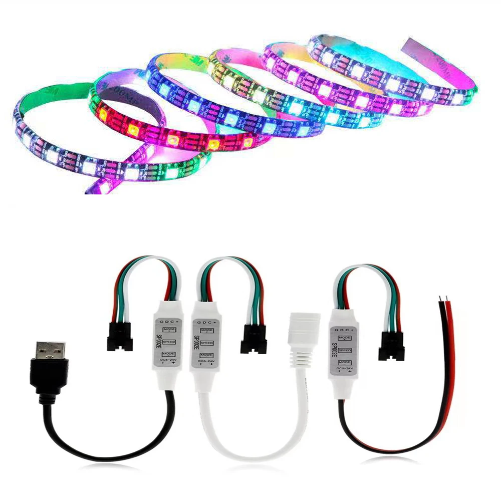 

Светодиодный USB DC 5V-24V Mini Manual 3-button RGBIC controller для WS2812B WS2811 RGBIC светодиодный Strip