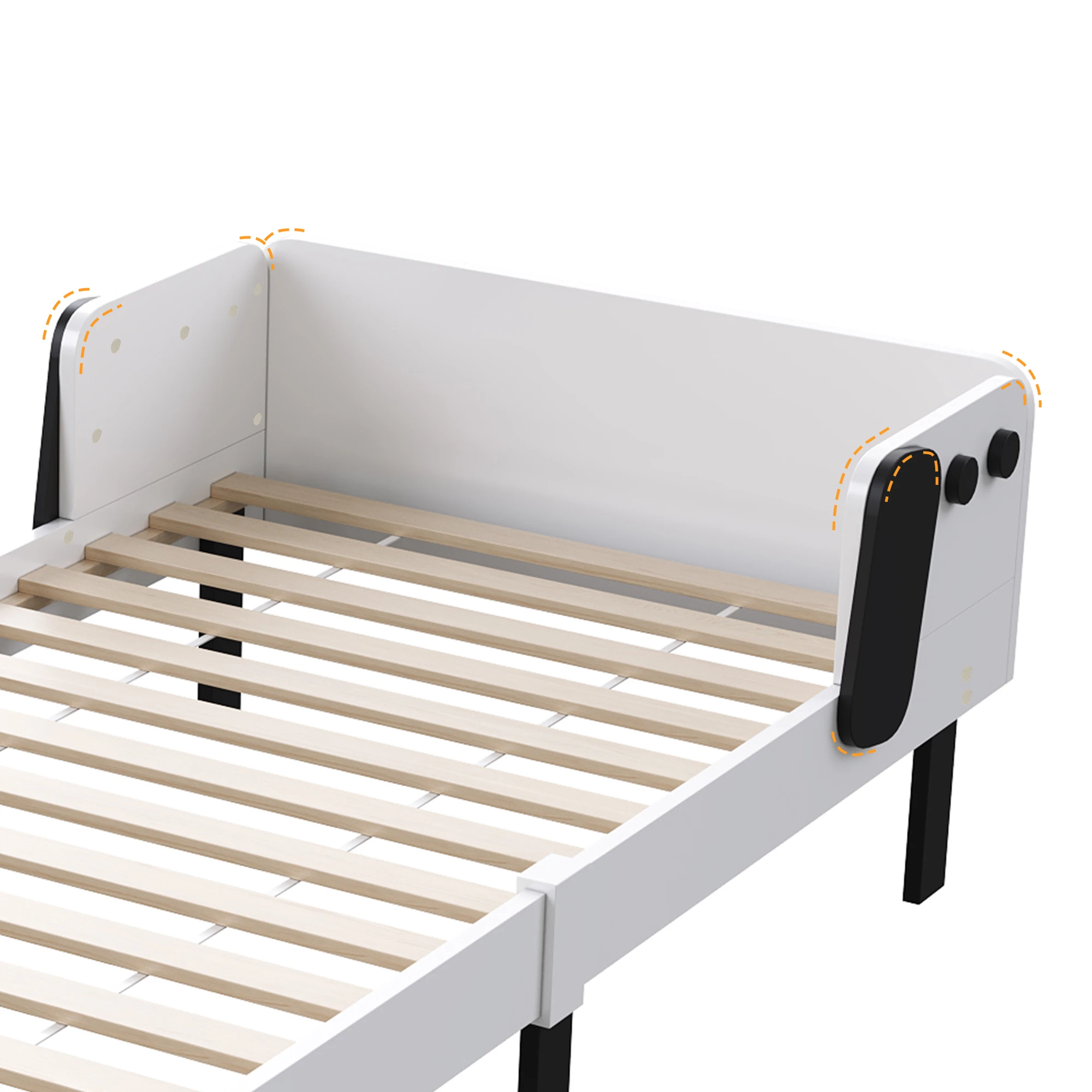 Rosahqnda Einzelbett 90 x 200 cm, süßes Kinderbett in Hundeform, Kinderbett aus Holz mit 15 Latten, stabiles Bett, ohne Matratze – Detail 8
