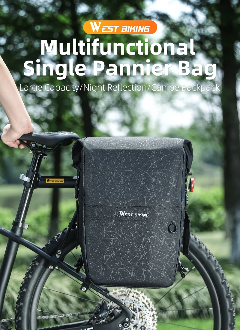 WEST BIKING 17-29L Fahrrad-Gepäcktasche Wasserdichte Rücksitztasche Konvertierbarer Rucksack Pendler-Reisetasche Outdoor-Fahrradzubehör – Detail 1