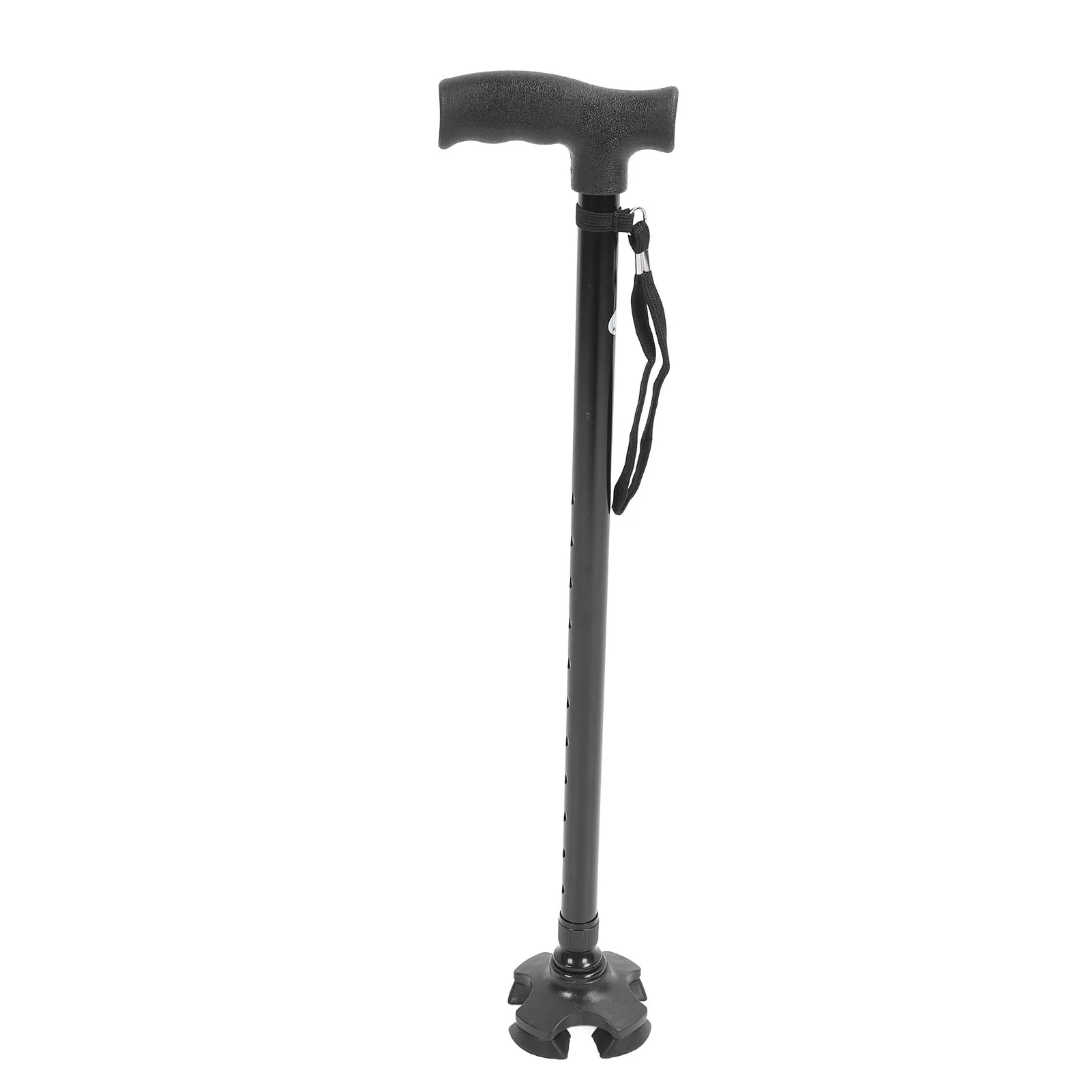 Adjustable Walking Stick Quad Cane Portable Rubber Bottom 10 Level Height Flexible with 4 Pronged Base for Senior for Outdoor