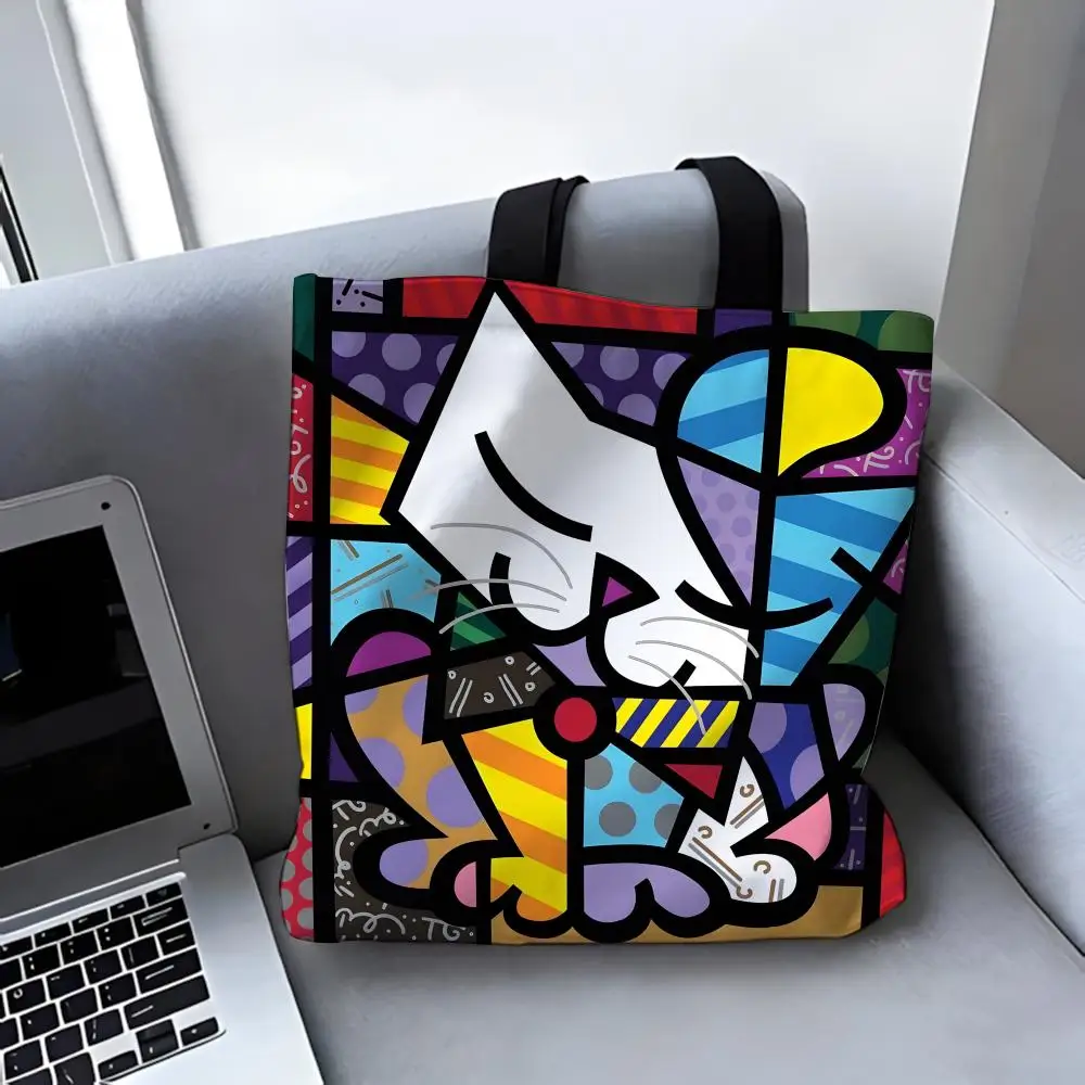 Double-Sided Printed Canvas Tote Bag - Eco-Friendly Reusable Handbag by Romero Britto