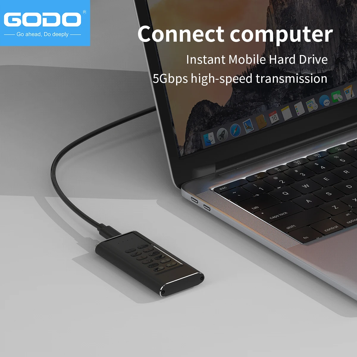 External Hard Drive Case GODO M.2 Encryption NGFF/SATA SSD Hardware Key Data Enclosure with Password Mobile 2.5&ldquo;Sata