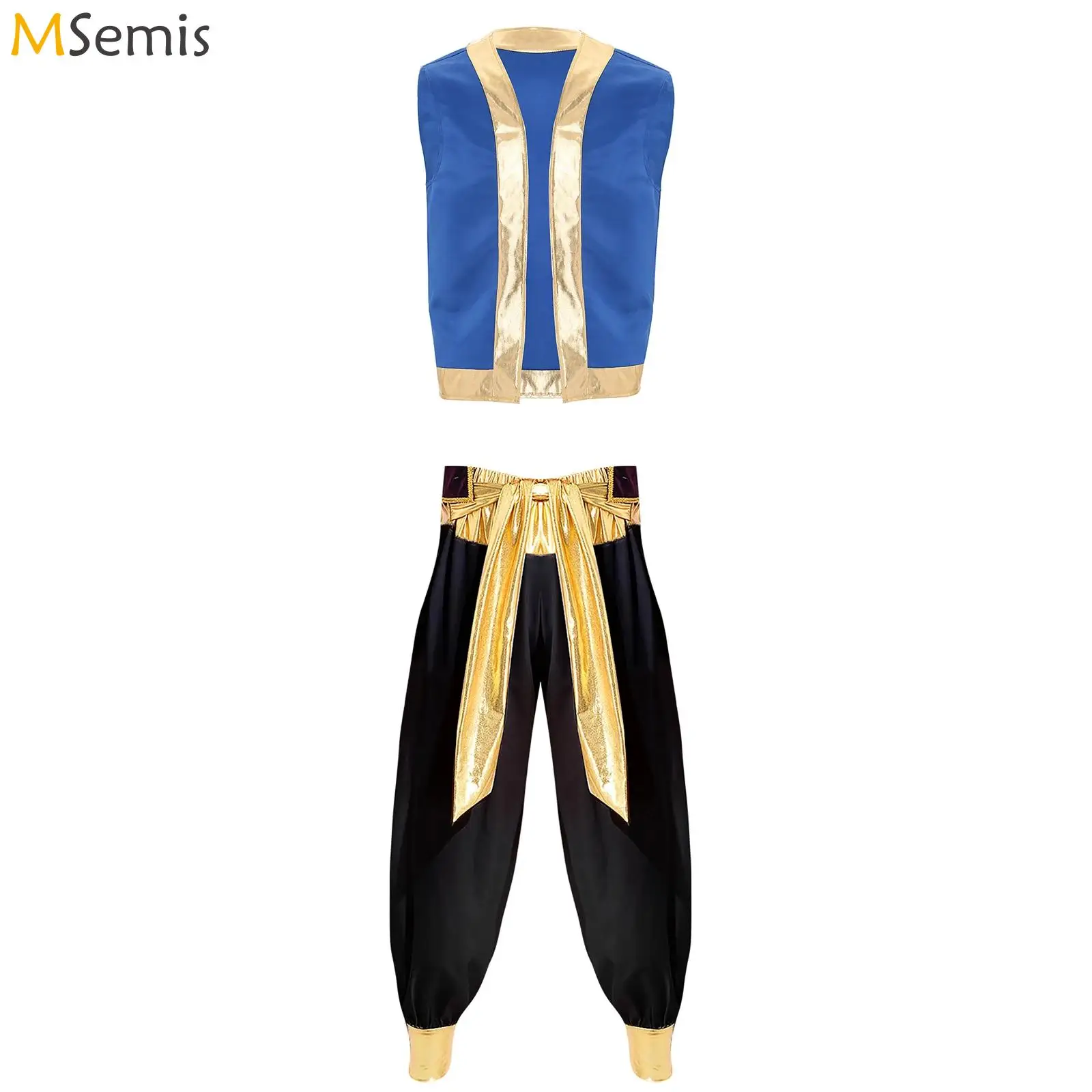 Mens Ancient Egypt Fancy Dress King Cosplay Faraone Halloween Outfit Open Front Vest Con Pantaloni Lunghi Fantasia Cosplay Dress Up