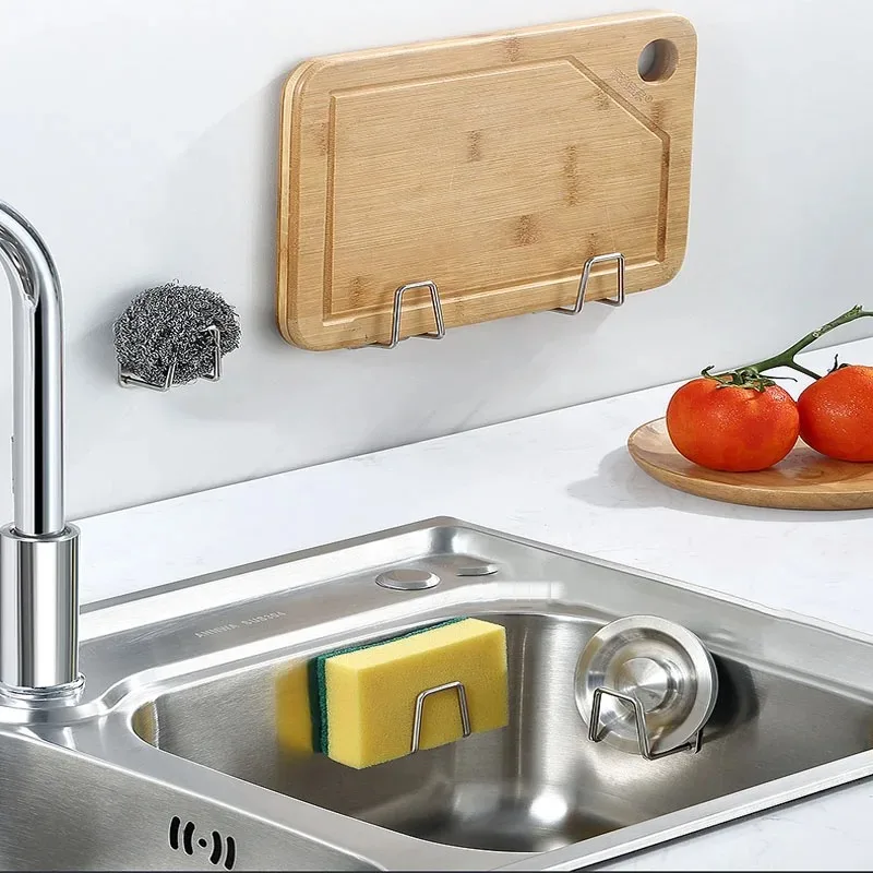 Kitchen Sponges Holder Stainless Steel Sink Shelf Adhesive Holders Drain Drying Rack Wall Hooks Accessories Storage Organizer kitchen storage rack sink sponge holder kitchen organizer sponge rack detergent sponge rack kitchen organizer rack