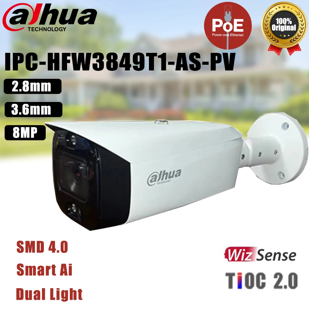 Dahua WizSense 불릿 카메라, 스마트 억제 사운드 및 라이트 알람, 양방..