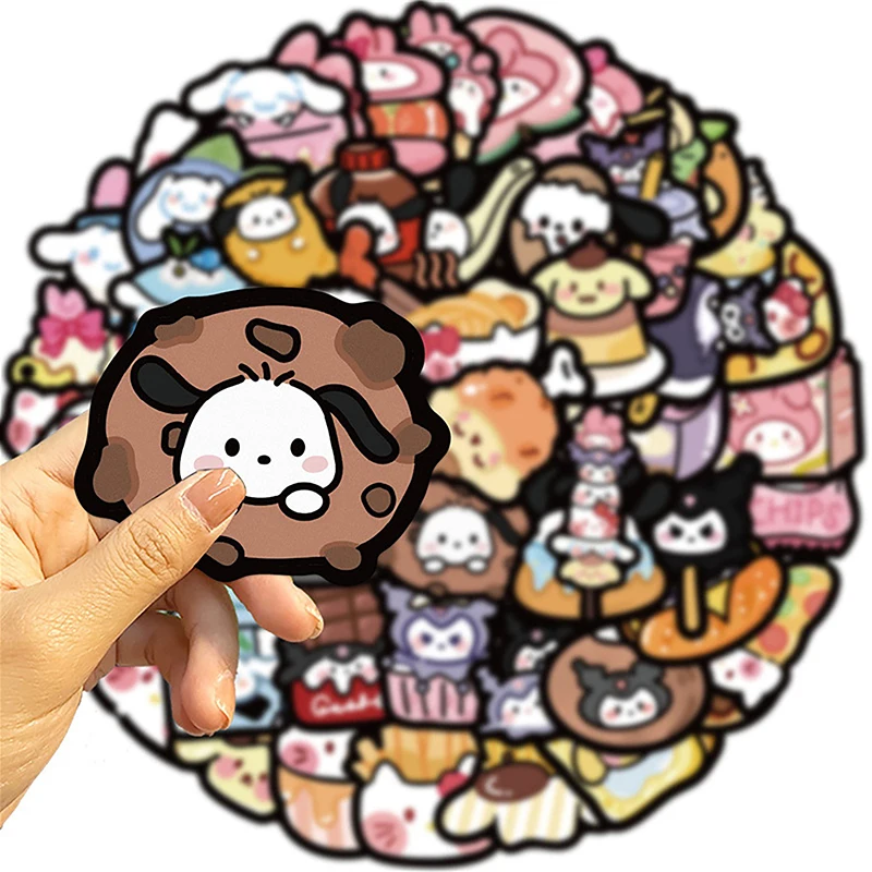 

50 шт. милые забавные наклейки Sanrio с едой Мультяшные наклейки аниме наклейки Kawaii детские наклейки игрушки