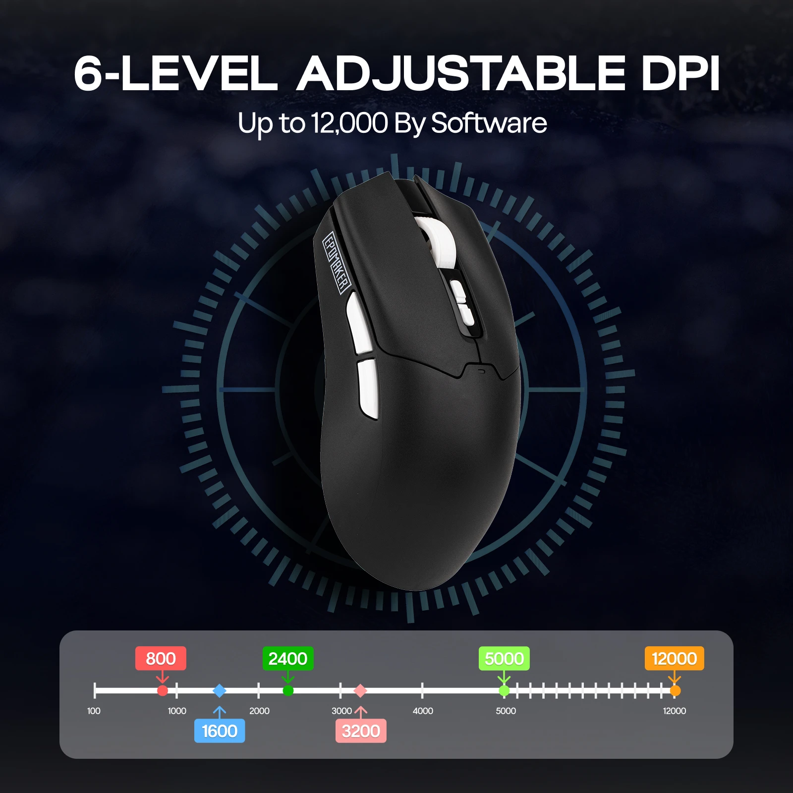 EPOMAKER Aula SC800 Wireless Gaming Mouse, 37g Lightweight, Adjustable 26,000 DPI, 8k Polling Rate, PAW3395, Programmable Buttons, On-Board Memory, 250mAh Battery, PC/MAC/Linux (White