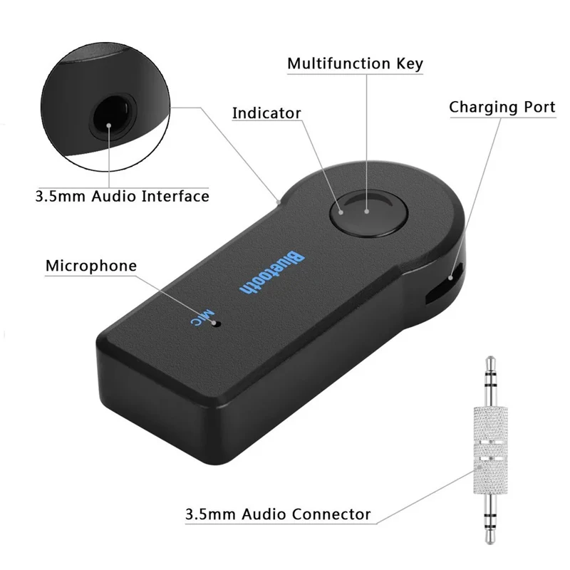 2 in 1 Wireless Bluetooth 5.0 Receiver Transmitter Adapter 3.5mm Jack for Car Music Audio Aux A2dp Headphone Reciever Handsfree