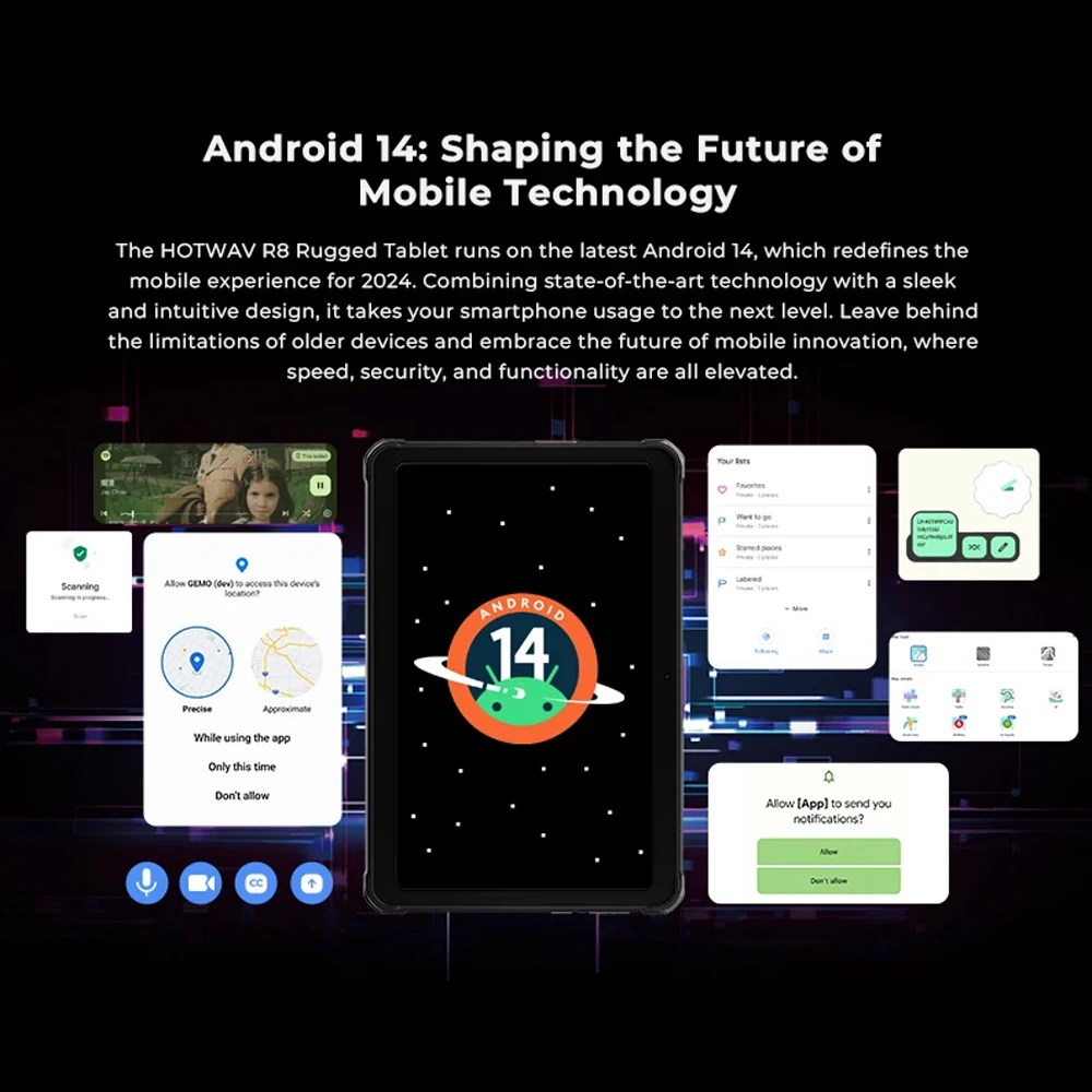 HOTWAV R8 4G Rugged Tablets Android 14 10800mAh Battery Pad 10.1 Inch  Screen 4GB+128GB 5MP+13MP Camera Tablet PC Global Version