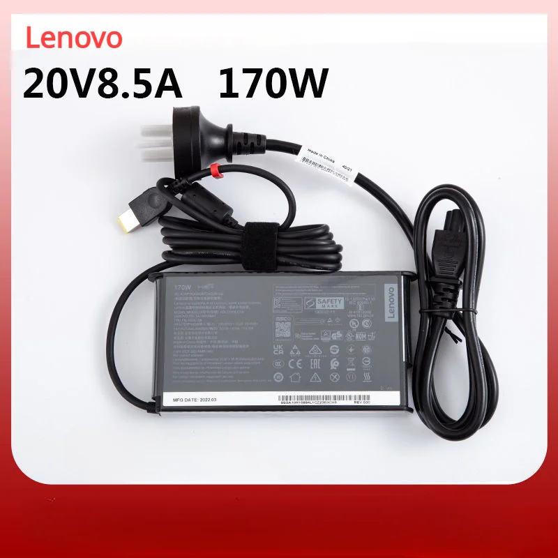 Original Lenovo Savior 170W Power Adapter 20V 8.5A P51 Y7000 R7000 Square Port with Needle Laptop Charger Power Cord